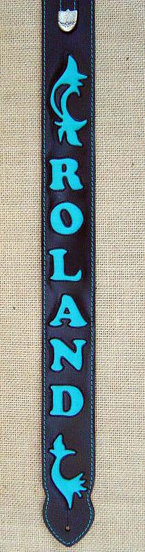 Gitarrengurt Blankleder bestickt