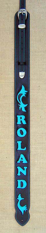 Gitarrengurt Blankleder bestickt